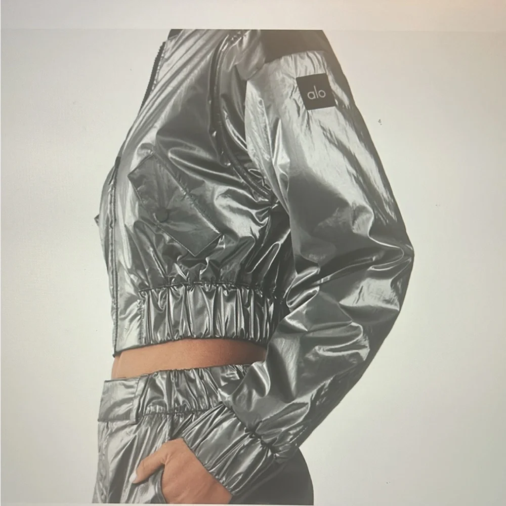 ALO Yoga Metallic Bomber Jacket - Picture 3 of 4